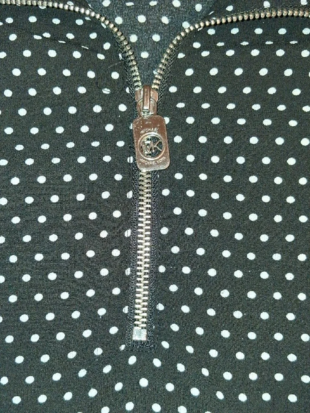 Michael Kors Black Polo Top with White Polka Dots